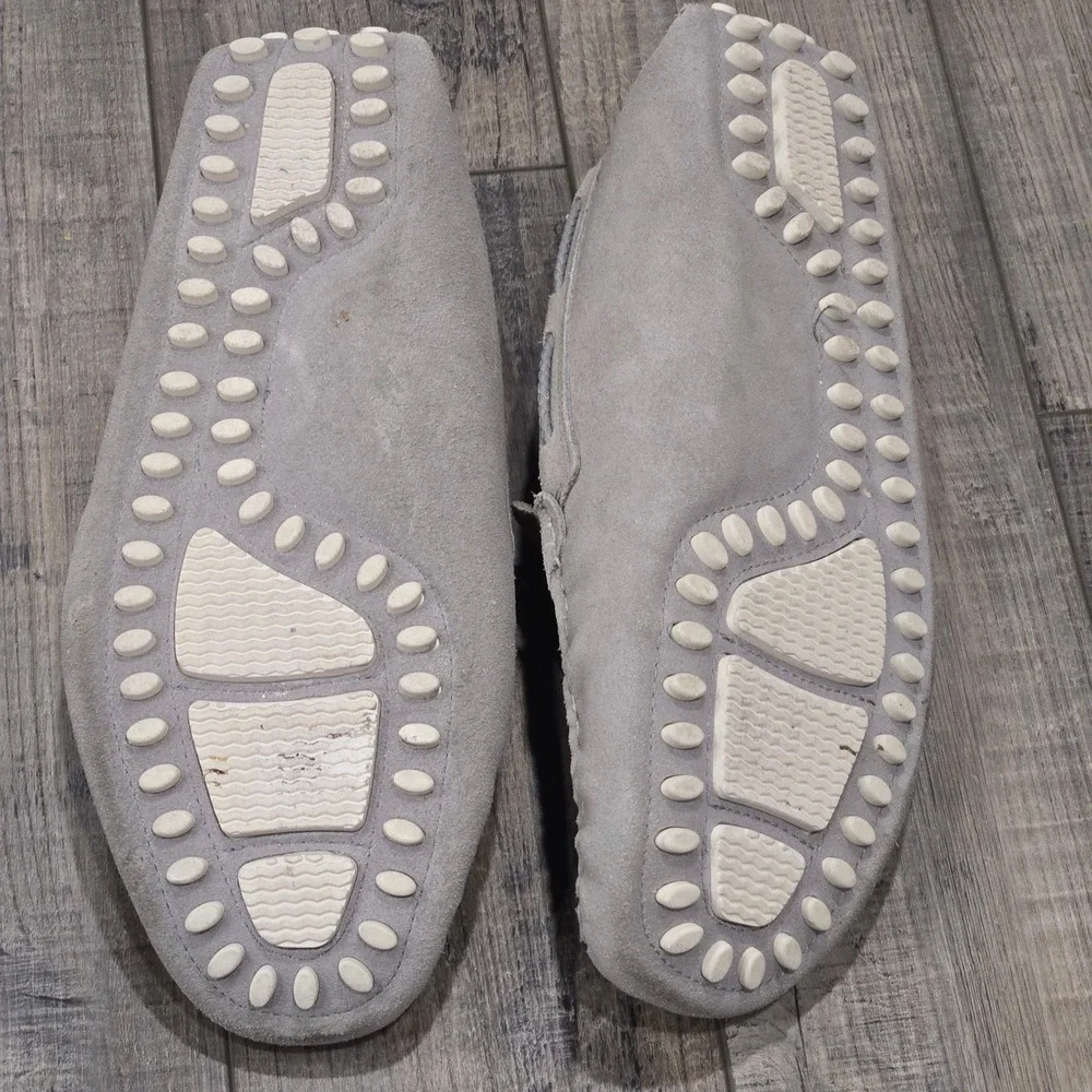 Aldo Mens Light Grey Suede Anchor Bit Driving Loafers Size 10.5 Slip On Shoes